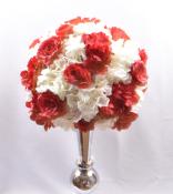 Demi-boules de fleurs - Blanc & Rouge